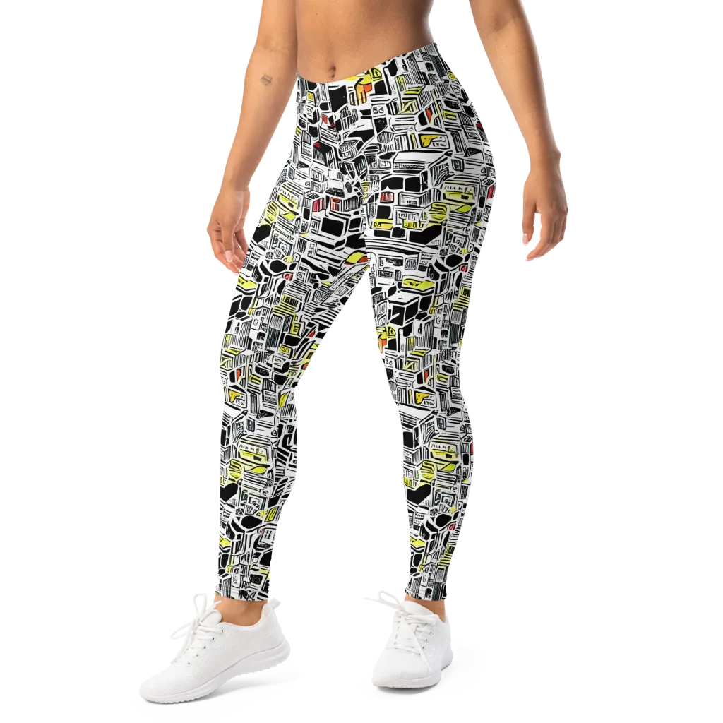 Monochrome Motion on Leggings — Left Front