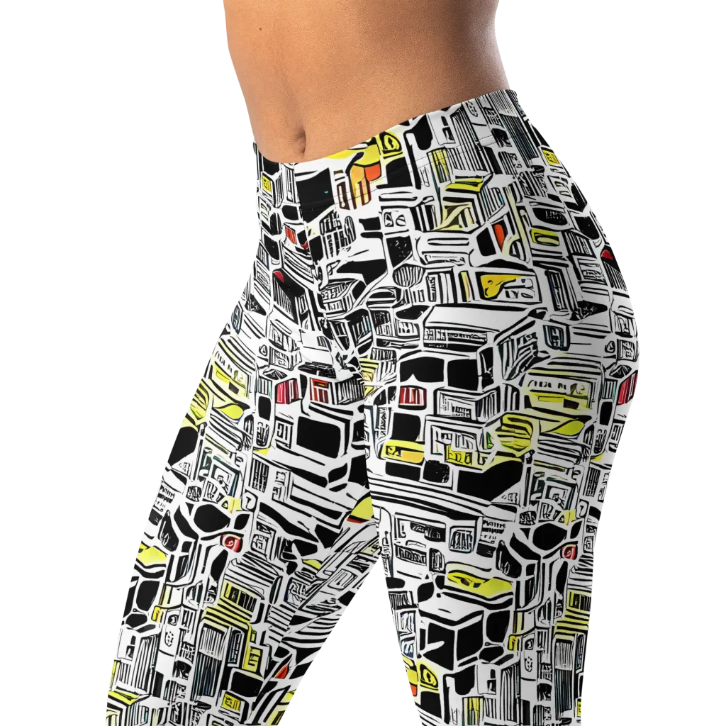 Monochrome Motion on Leggings — Left Front
