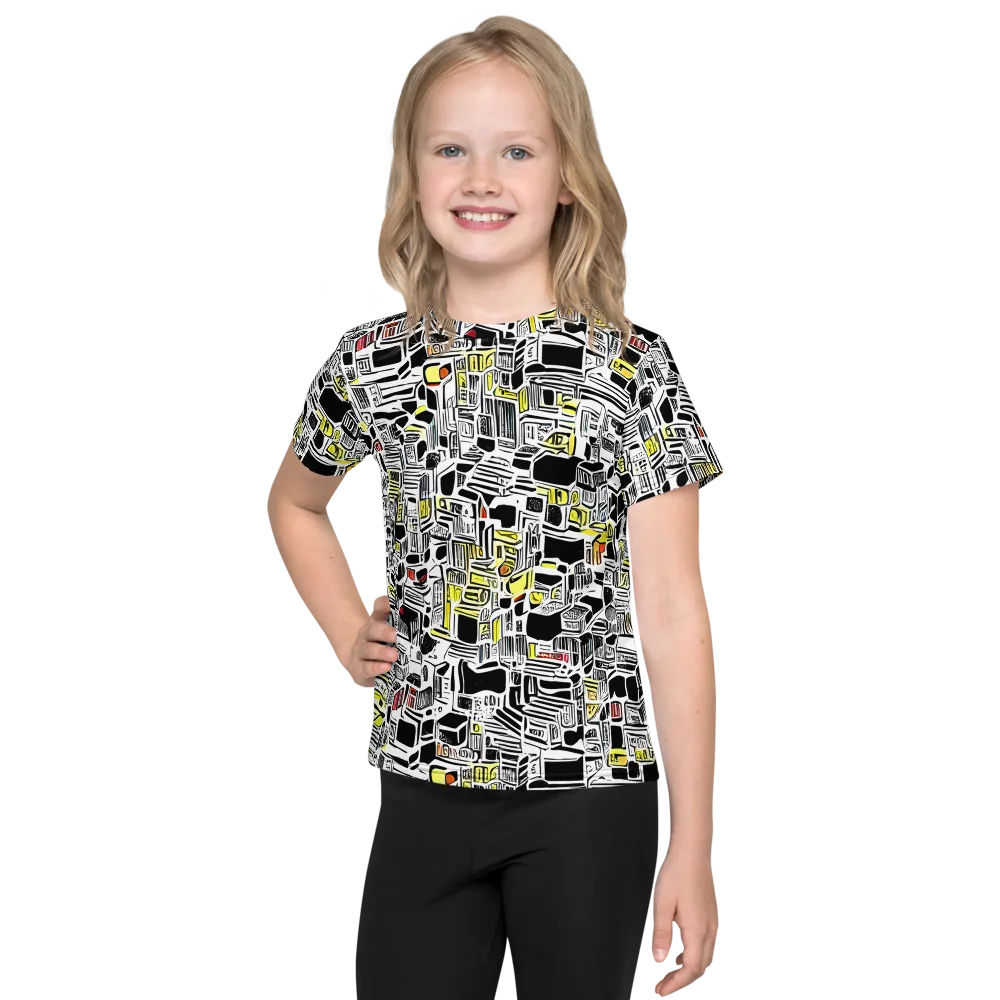 Monochrome Motion on Kids Crew Neck T-Shirt — Front