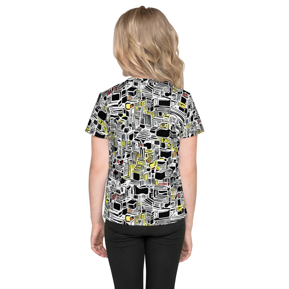 Monochrome Motion on Kids Crew Neck T-Shirt — Back