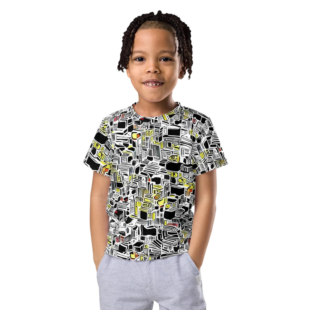 Monochrome Motion on Kids Crew Neck T-Shirt — Front