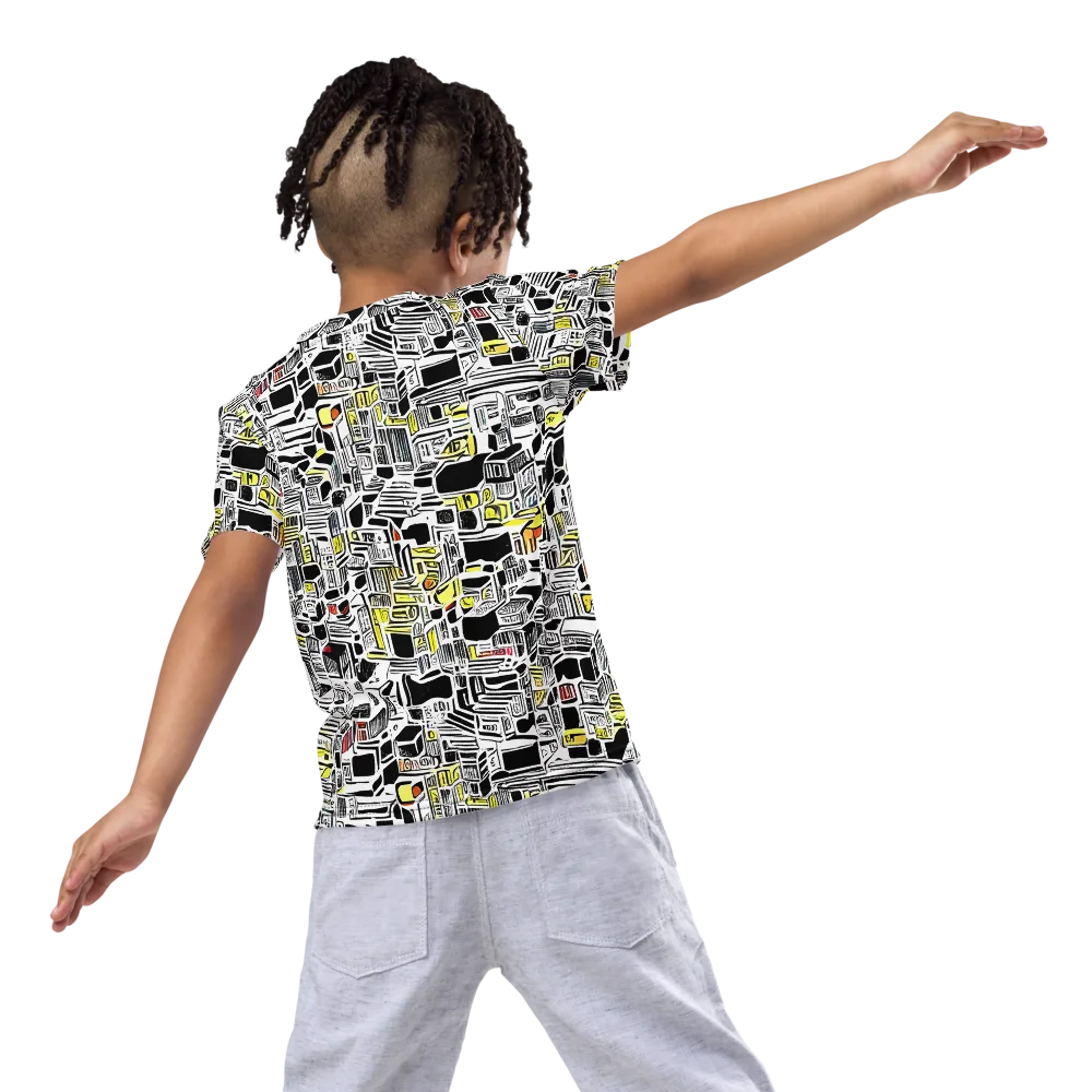 Monochrome Motion on Kids Crew Neck T-Shirt — Back