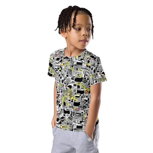 Monochrome Motion on a Kids Crew Neck T-Shirt
