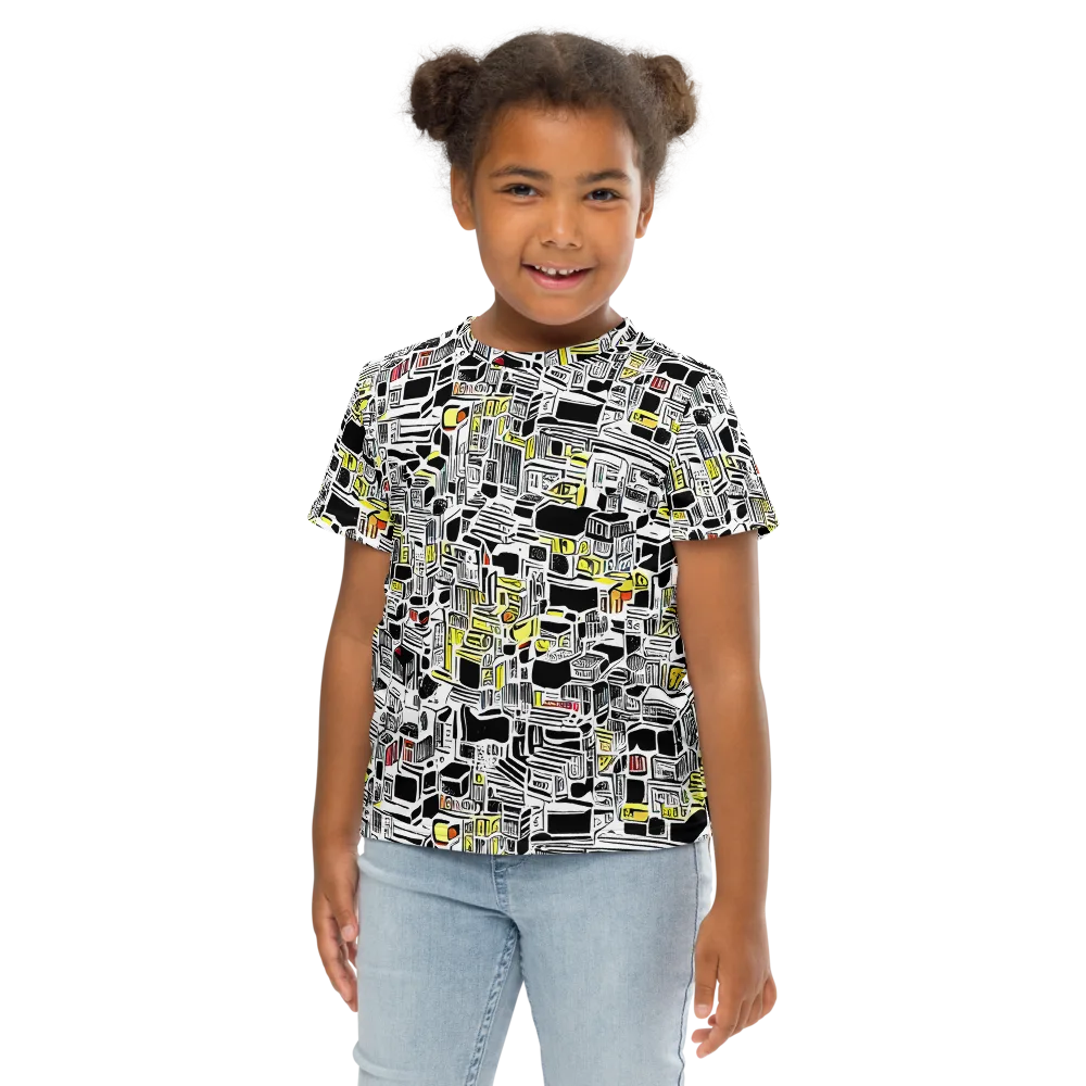 Monochrome Motion on Kids Crew Neck T-Shirt — Front