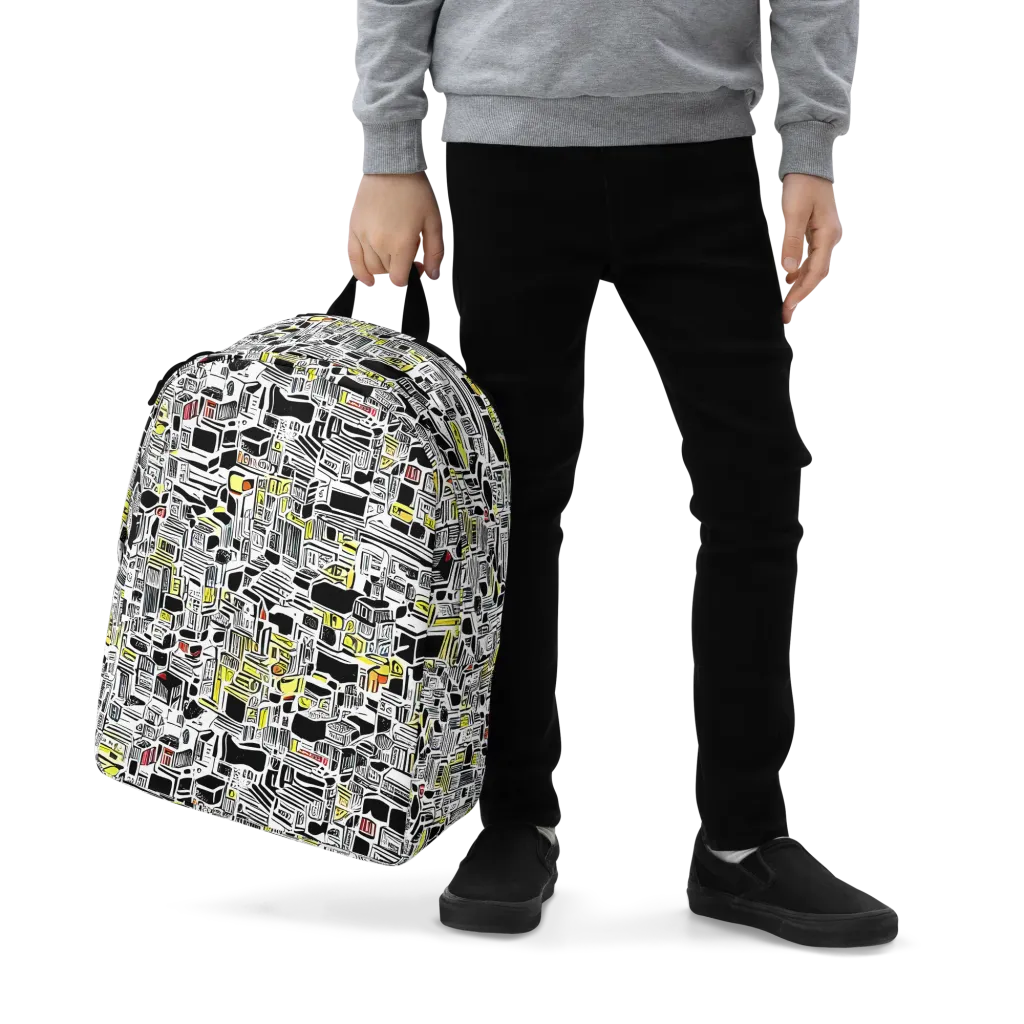 Monochrome Motion on Minimalist Backpack — Zoomed-in
