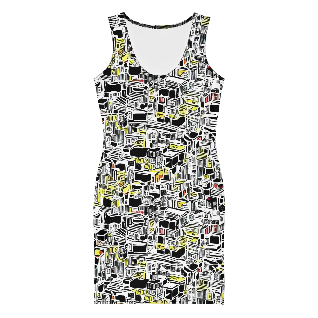 Monochrome Motion on Bodycon Dress — Front