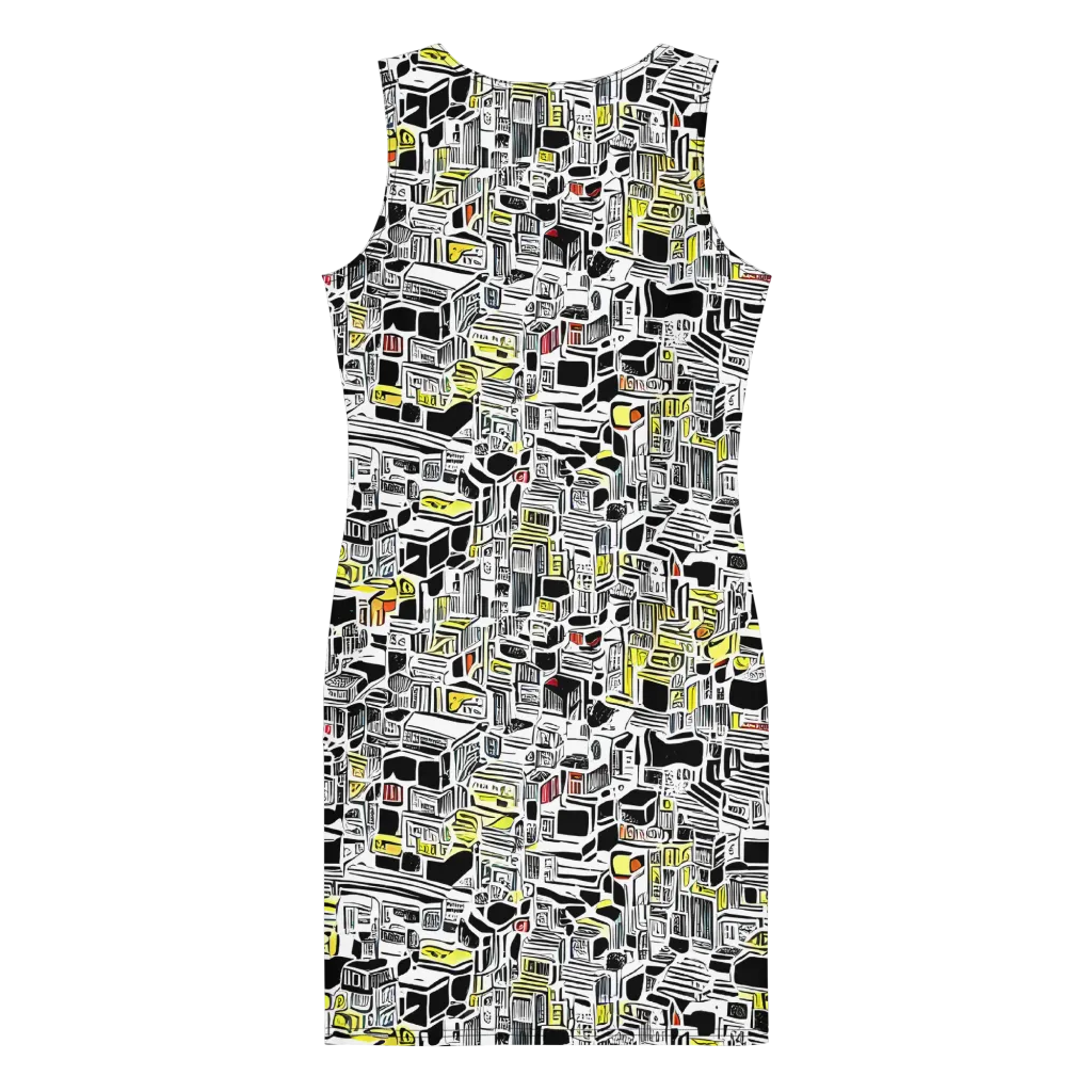 Monochrome Motion on Bodycon Dress — Back