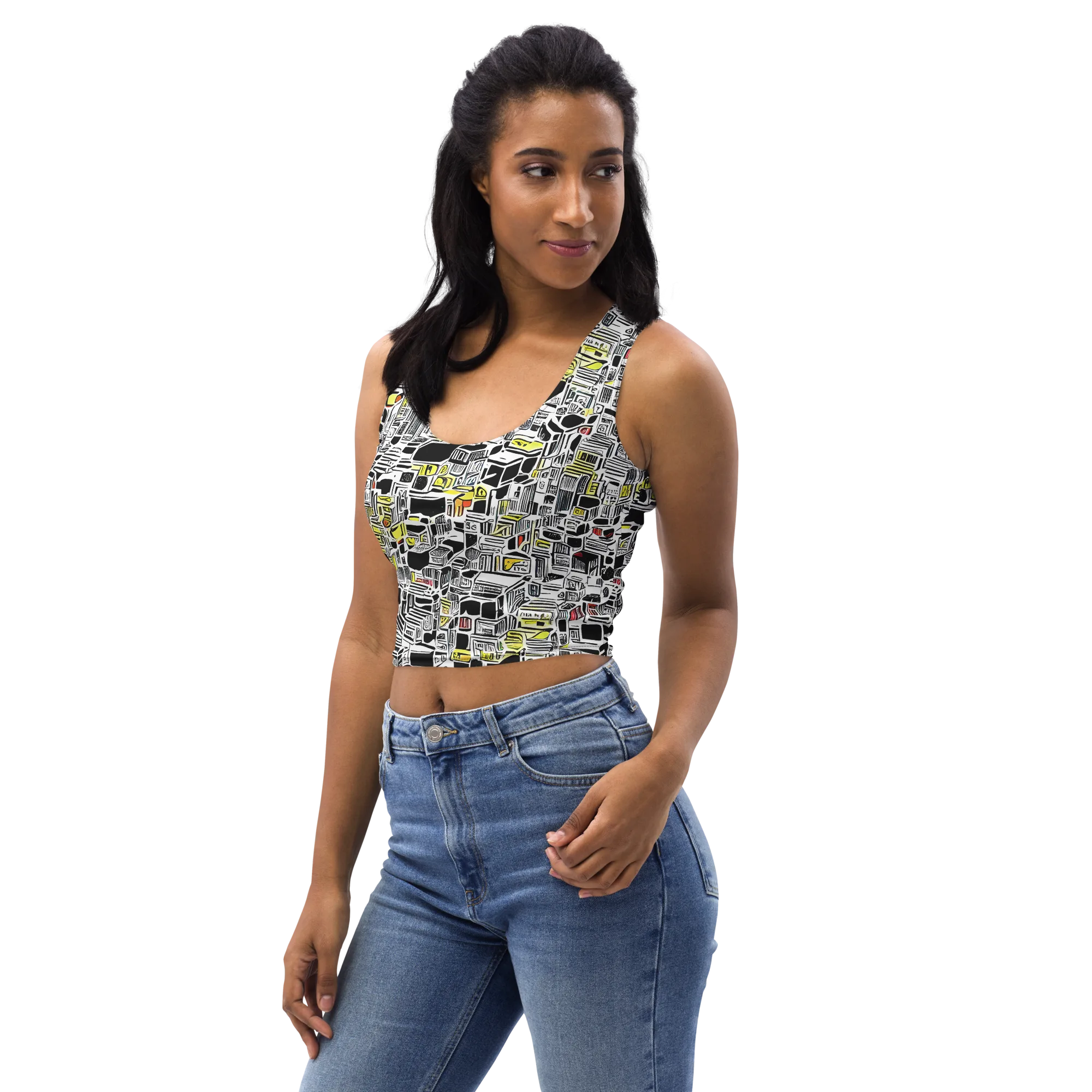 Monochrome Motion on Crop Top — Left Front