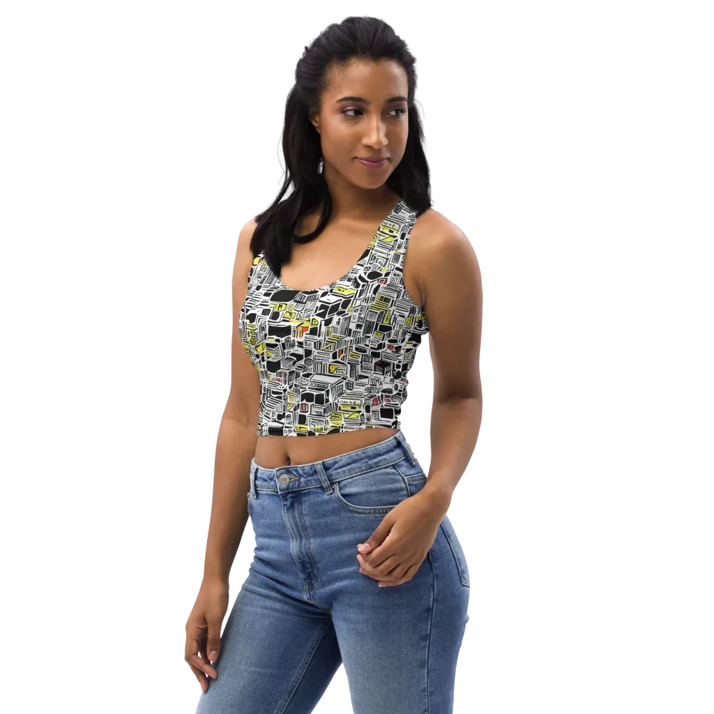 Monochrome Motion on Crop Top — Left Front