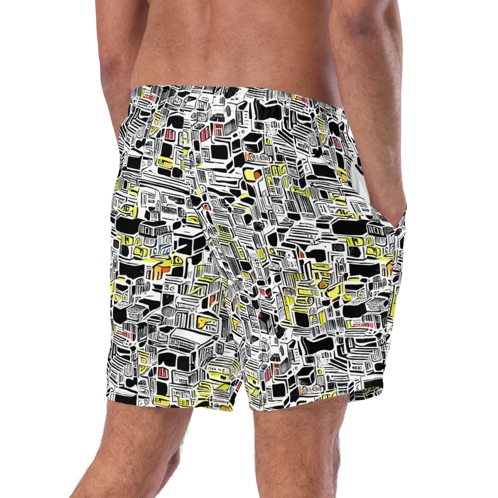 Monochrome Motion on Swim Trunks — Right Back