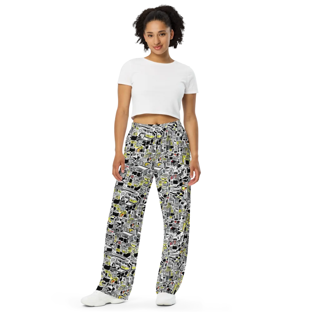 Monochrome Motion on Wide-Leg Pants — Front