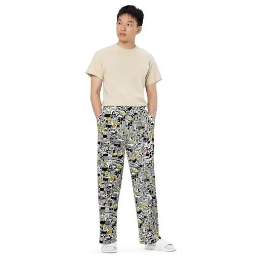 Monochrome Motion on a Wide-Leg Pants