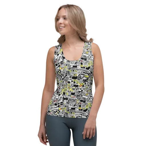 Monochrome Motion on a Women's Tank Top