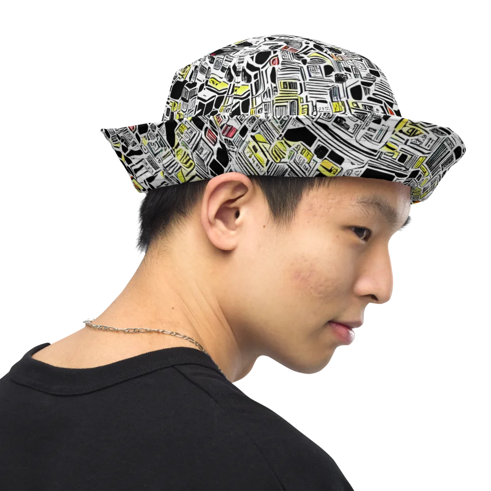 Monochrome Motion on Reversible Bucket Hat — Right Outside