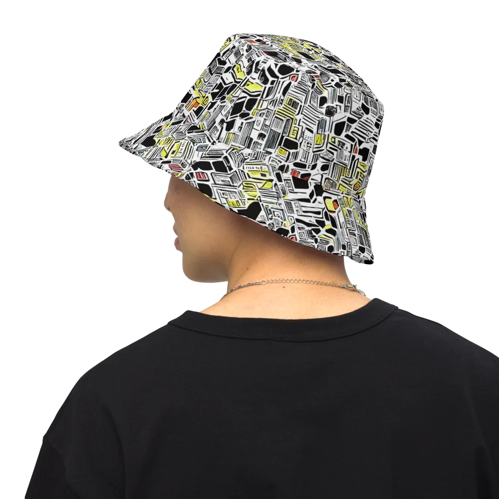 Monochrome Motion on Reversible Bucket Hat — Back Inside