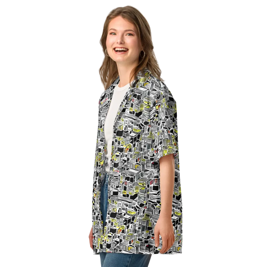 Monochrome Motion on Button Shirt — Left Front