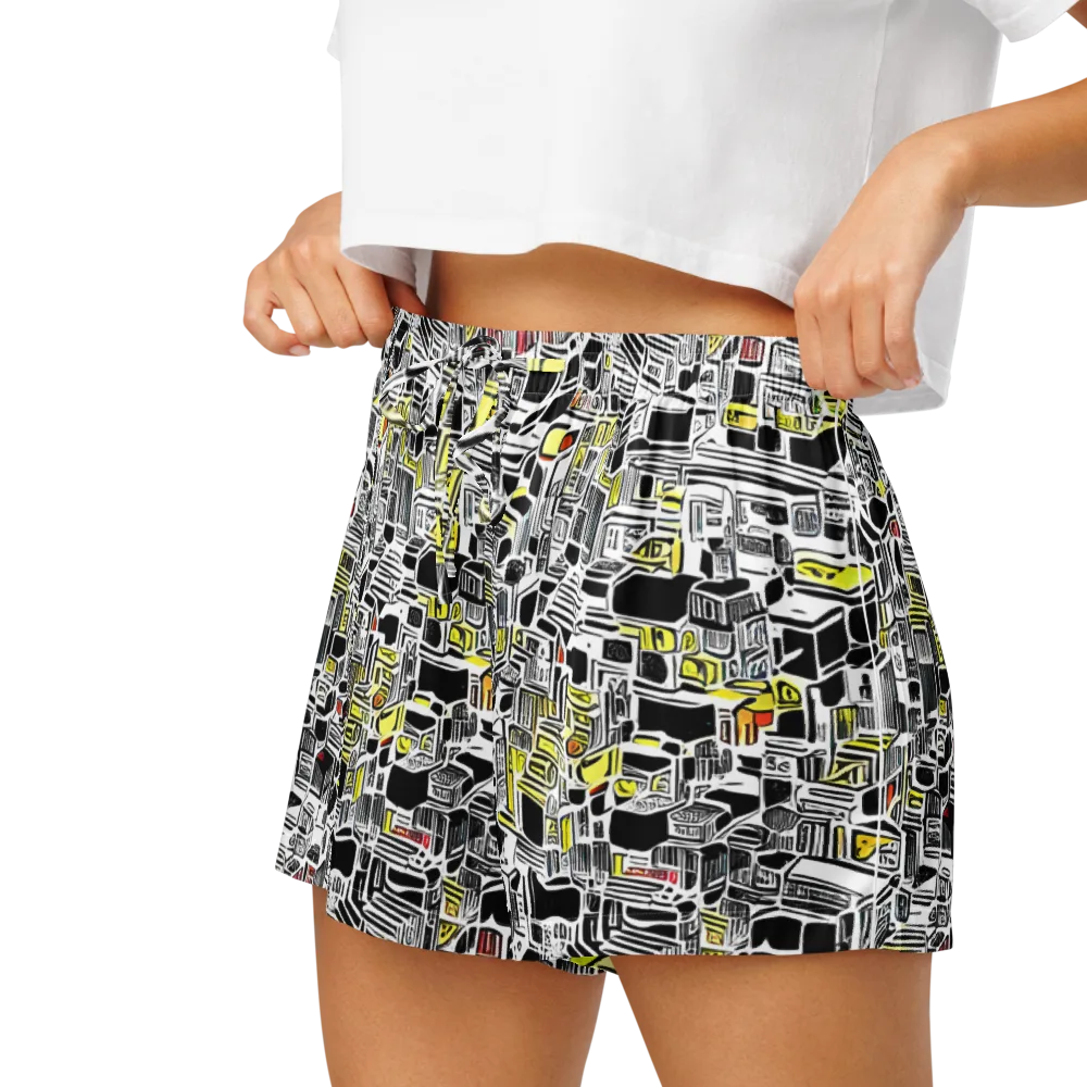 Monochrome Motion on Women's Pajama Shorts — Left