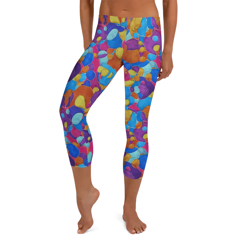 Neon Riverstones on Capri Leggings — Front