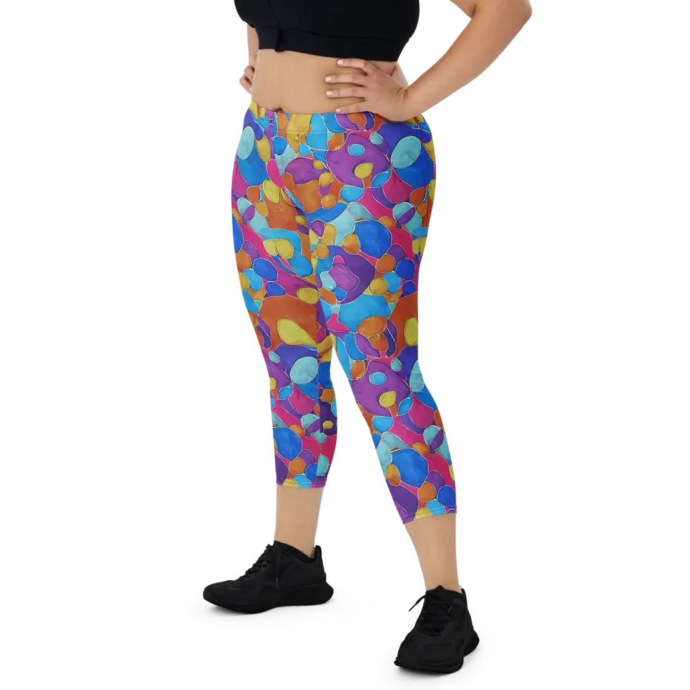 Neon Riverstones on Capri Leggings — Front