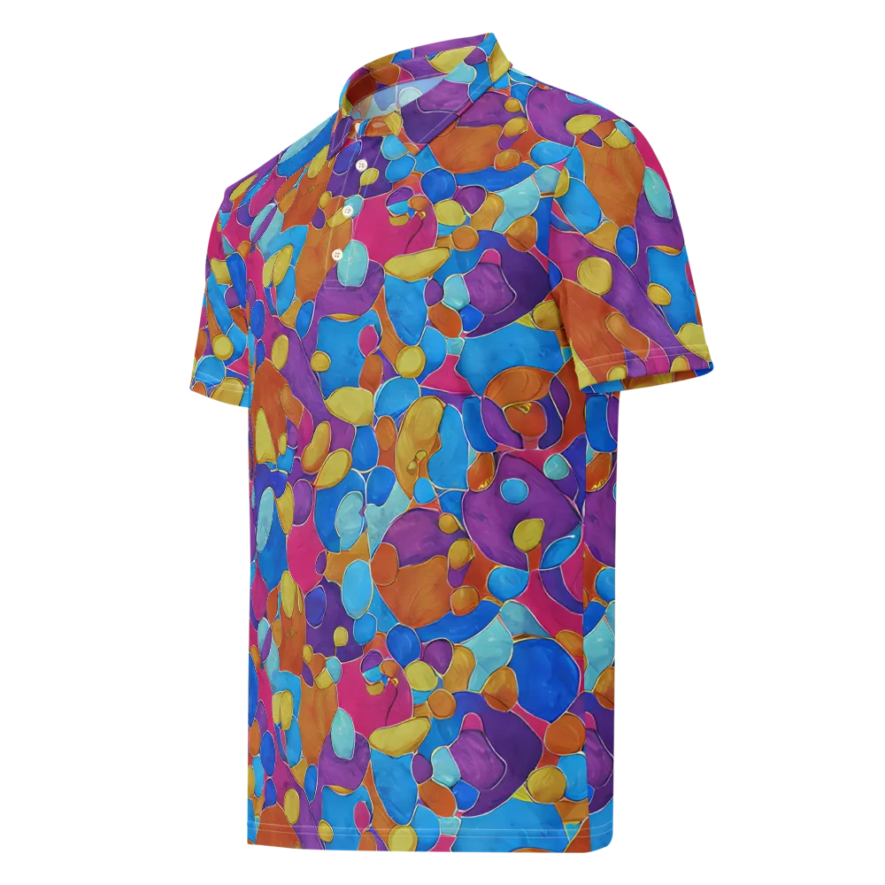 Neon Riverstones on Men's Slim Fit Polo Shirt — Left Front