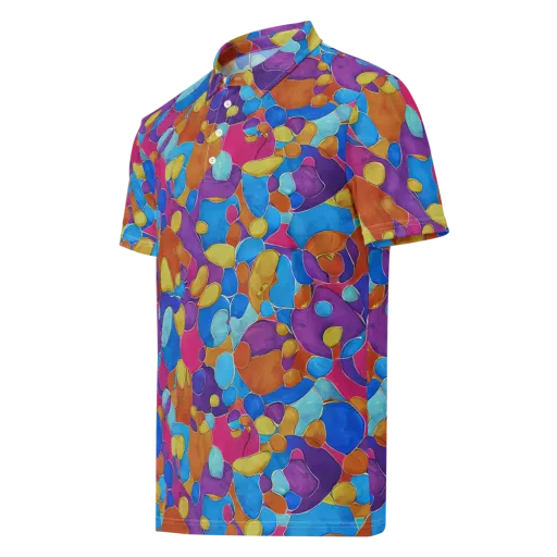 Neon Riverstones on a Men's Slim Fit Polo Shirt