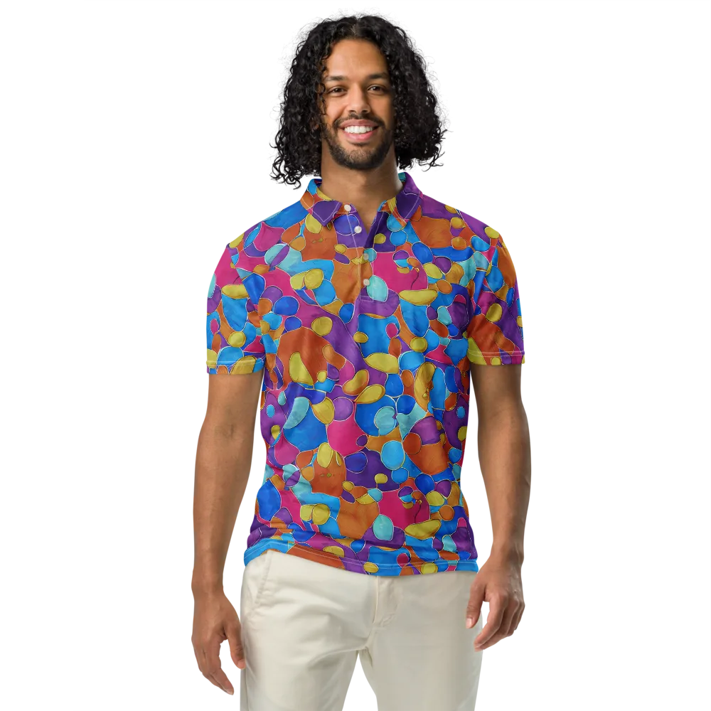 Neon Riverstones on Men's Slim Fit Polo Shirt — Front