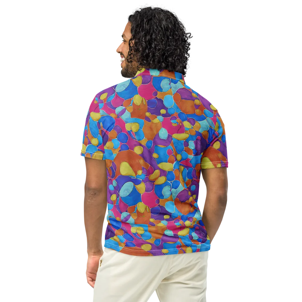Neon Riverstones on Men's Slim Fit Polo Shirt — Back