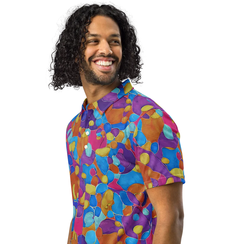 Neon Riverstones on Men's Slim Fit Polo Shirt — Left Front
