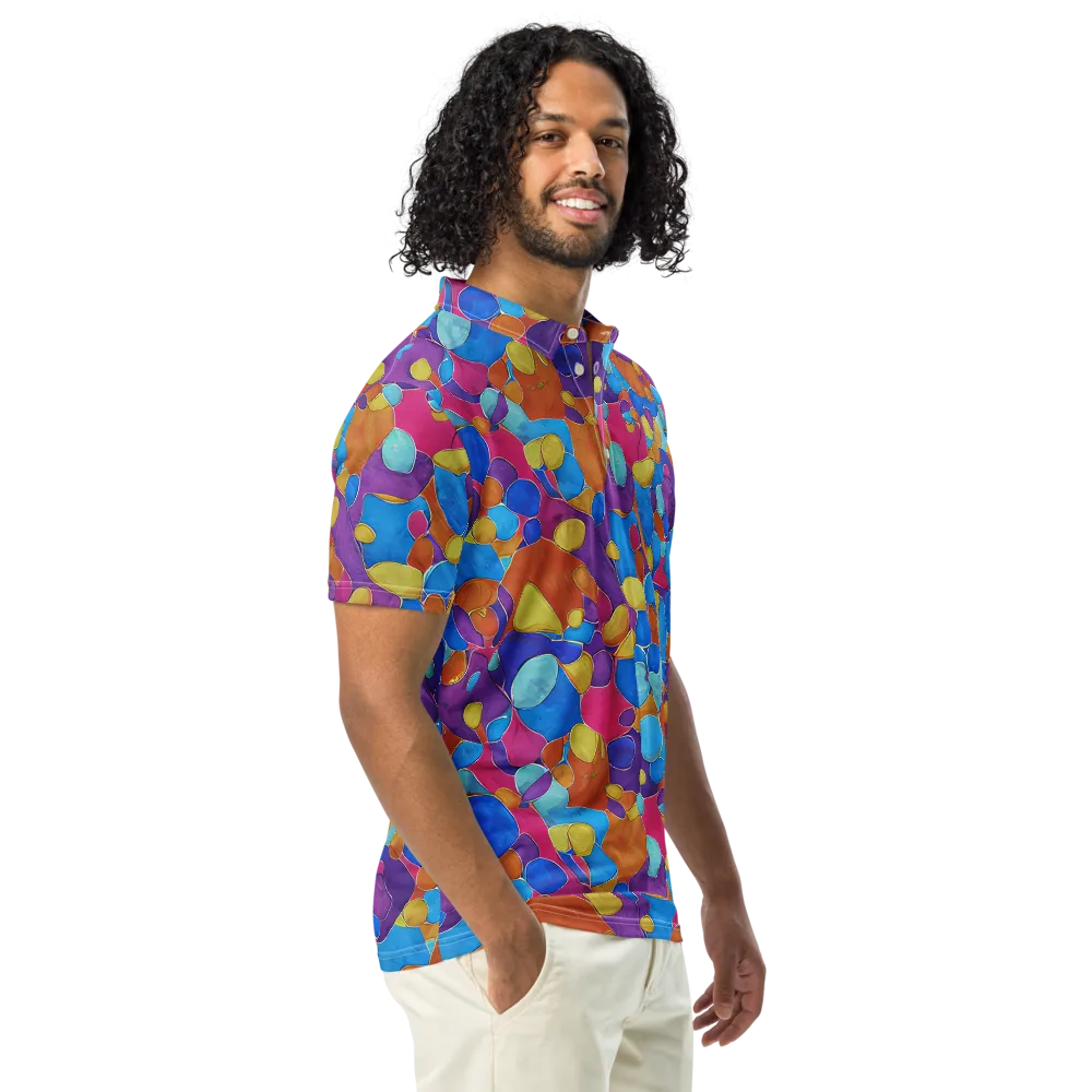 Neon Riverstones on Men's Slim Fit Polo Shirt — Right Front