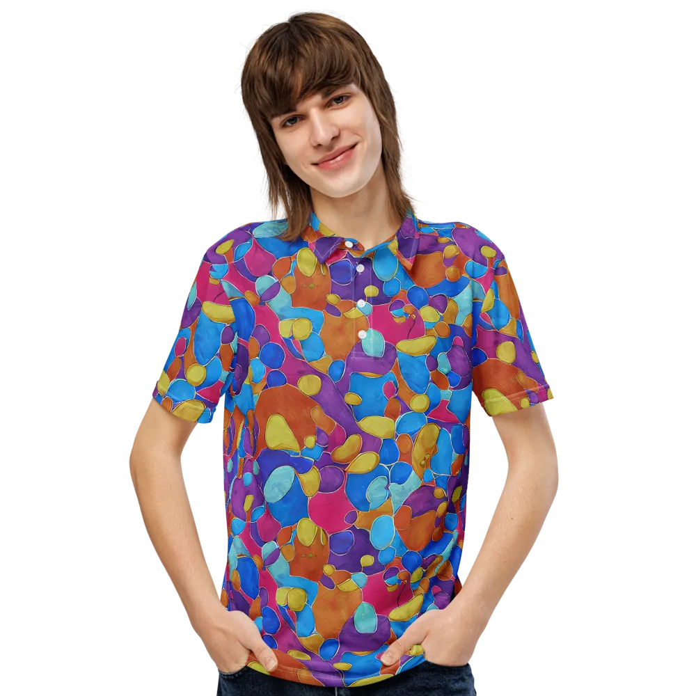 Neon Riverstones on Men's Slim Fit Polo Shirt — Front