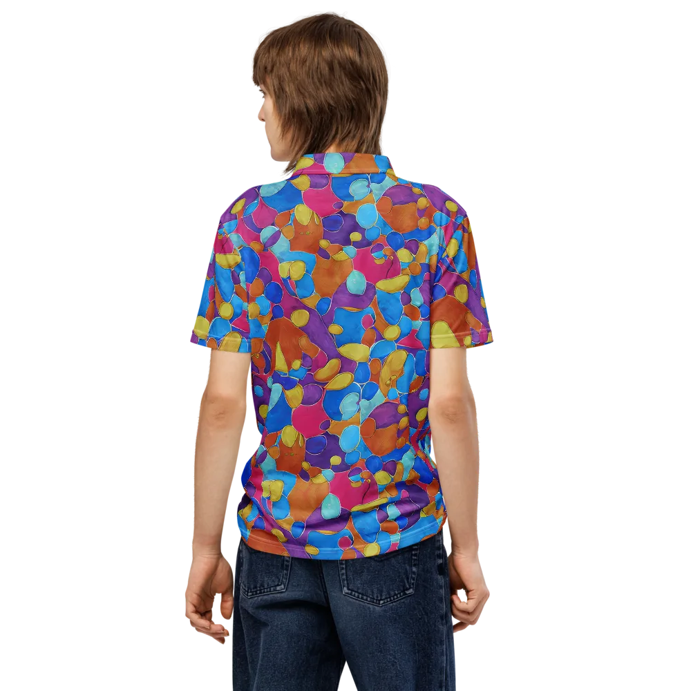 Neon Riverstones on Men's Slim Fit Polo Shirt — Back