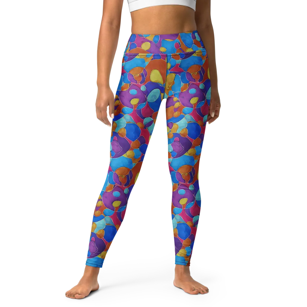 Neon Riverstones on Yoga Leggings — Front
