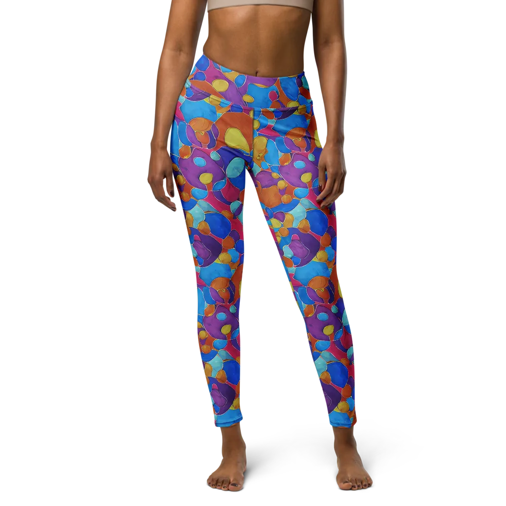 Neon Riverstones on Yoga Leggings — Front