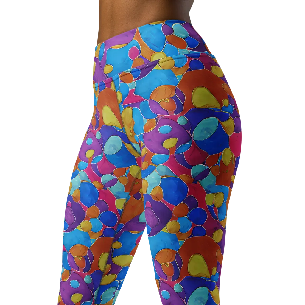 Neon Riverstones on Yoga Leggings — Left Front