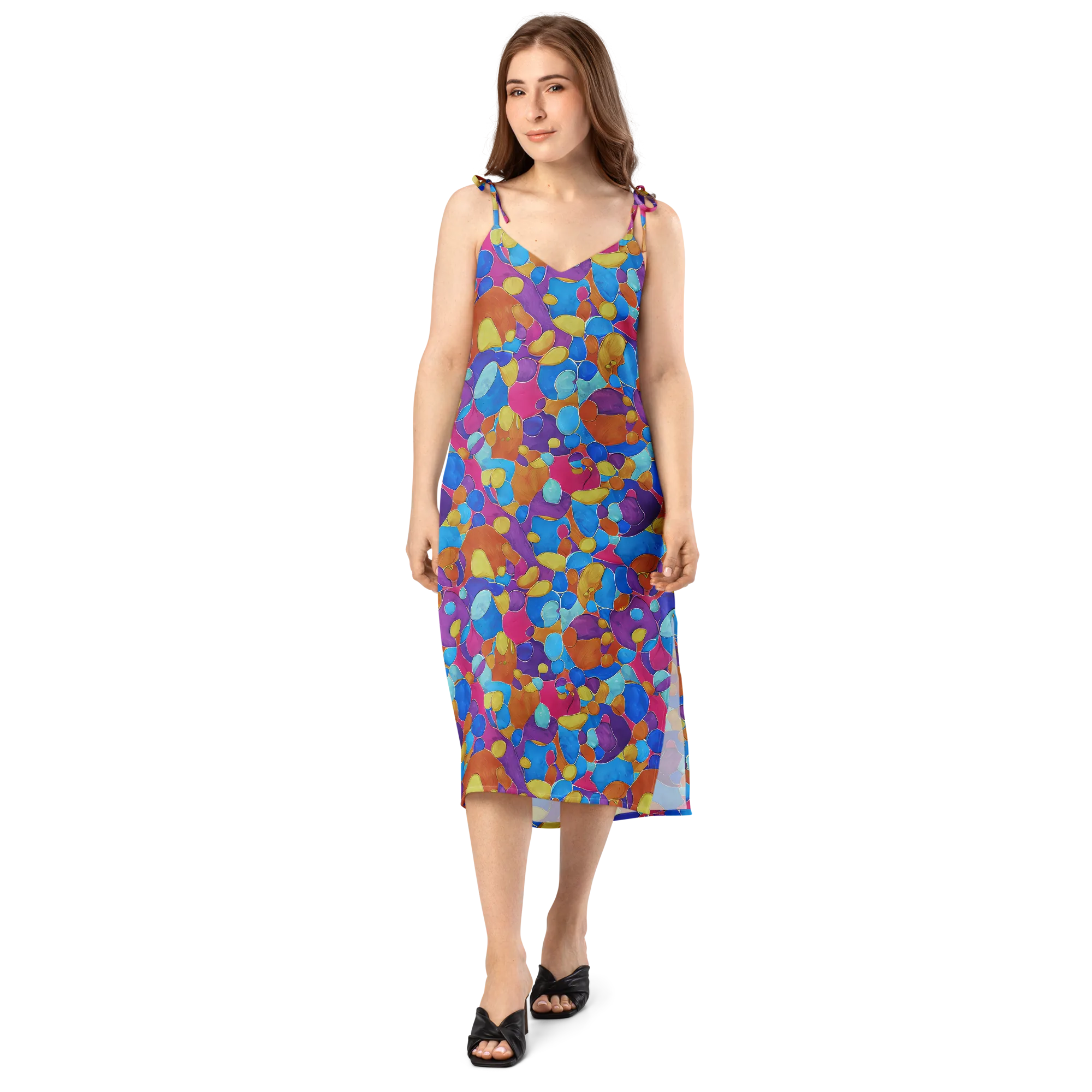 Neon Riverstones on Slip Dress — Front
