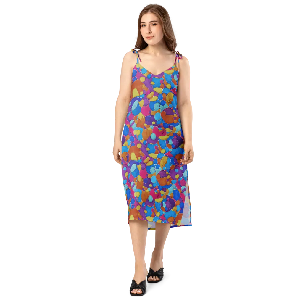 Neon Riverstones on Slip Dress — Front