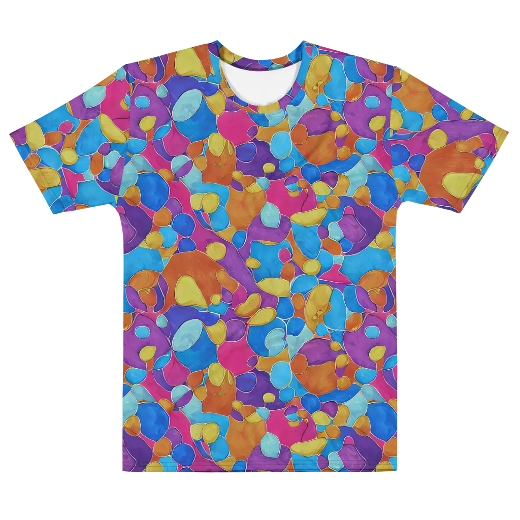 Neon Riverstones on Men's Cotton Crew Neck T-Shirt — Front