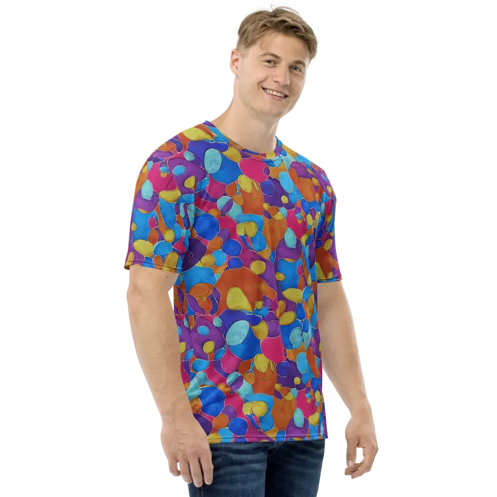 Neon Riverstones on Men's Crew Neck T-Shirt — Right