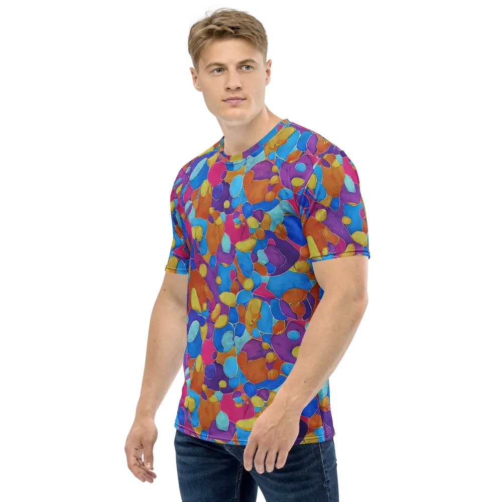 Neon Riverstones on Men's Crew Neck T-Shirt — Left
