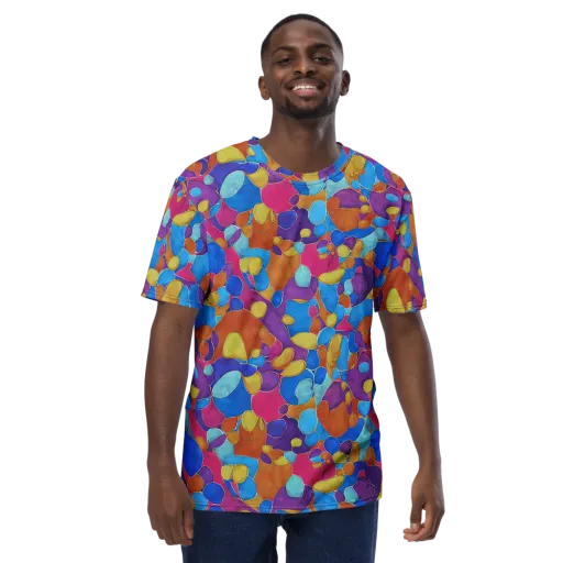 Neon Riverstones on a Men's Crew Neck T-Shirt