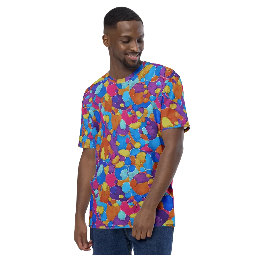 Neon Riverstones on Men's Crew Neck T-Shirt — Left