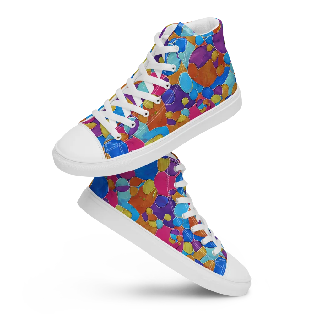 Neon Riverstones on Men's High Top Canvas Shoes — Front