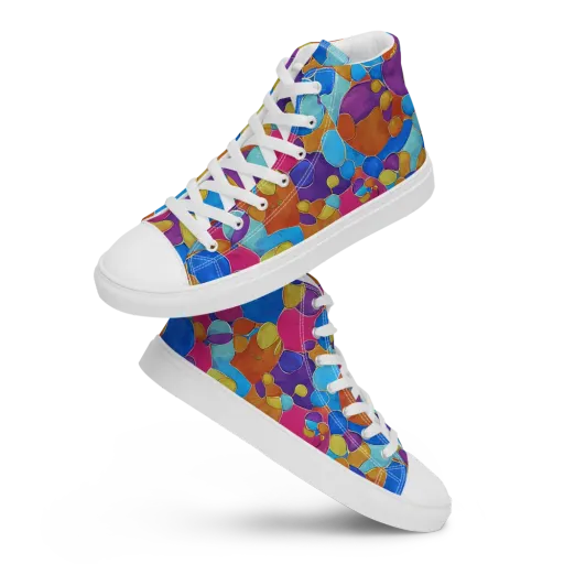 Neon Riverstones on a Men's High Top Canvas Shoes