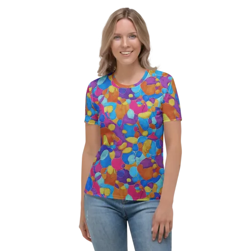 Neon Riverstones on a Women's Crew Neck T-Shirt