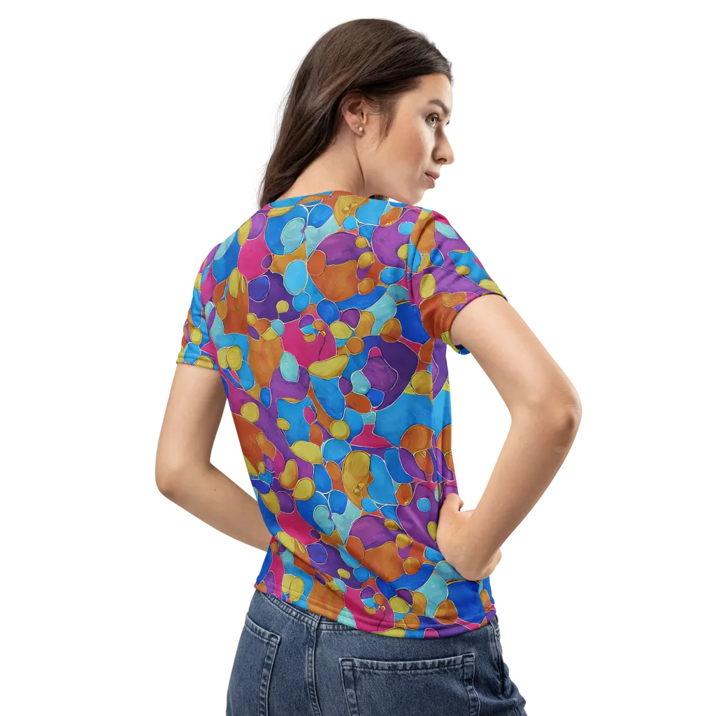 Neon Riverstones on Women's Crew Neck T-Shirt — Back