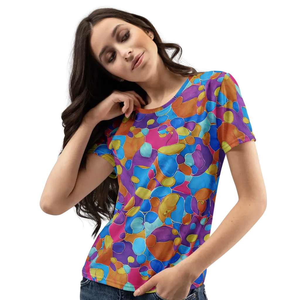 Neon Riverstones on Women's Crew Neck T-Shirt — Left Front