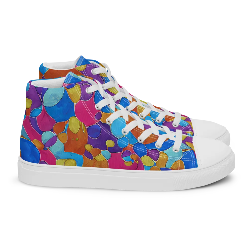 Neon Riverstones on Women's High Top Canvas Shoes — Right