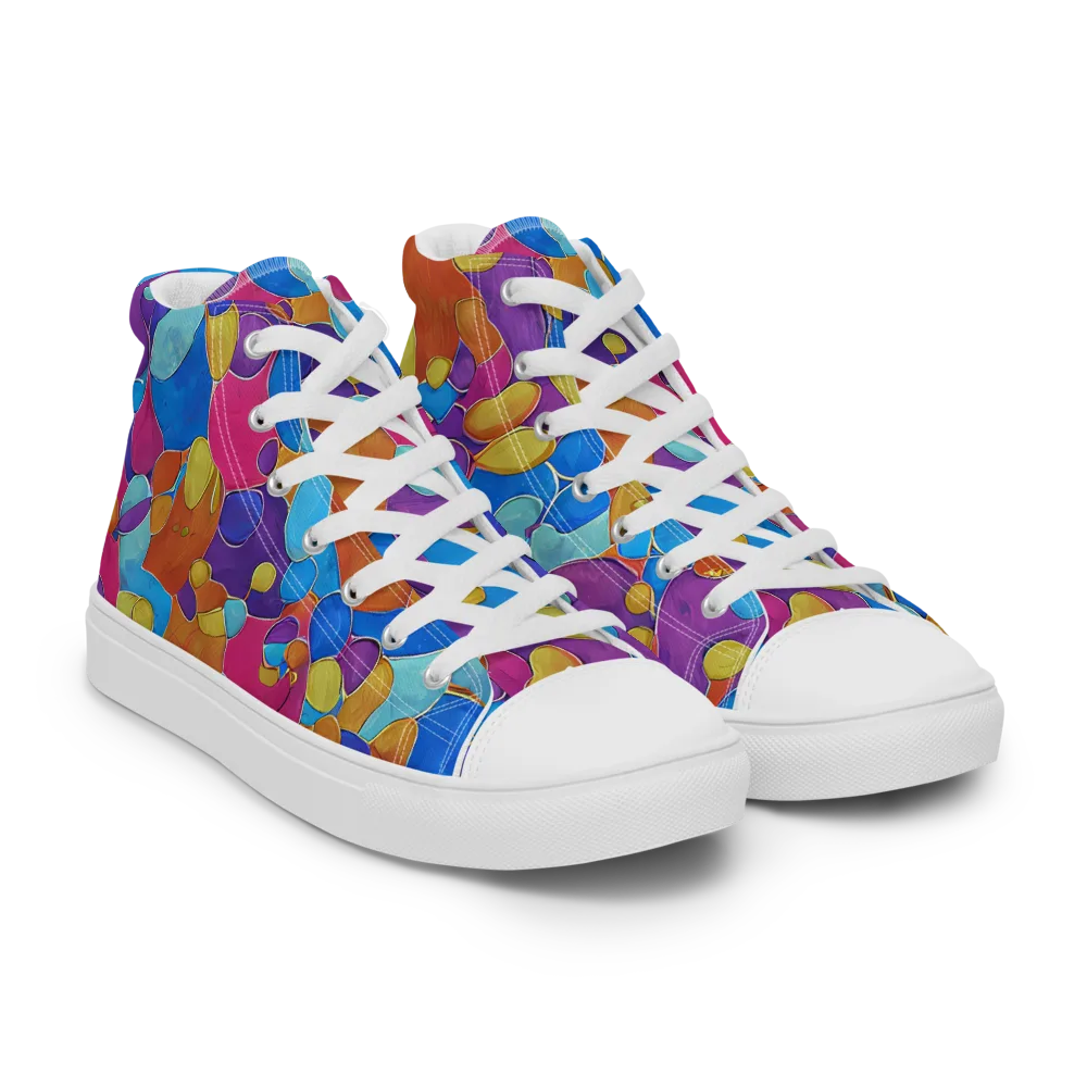 Neon Riverstones on Women's High Top Canvas Shoes — Right Front
