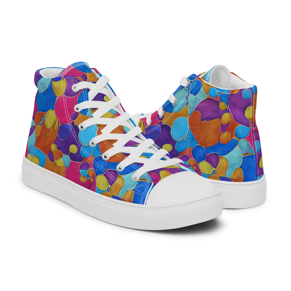 Neon Riverstones on Women's High Top Canvas Shoes — Right