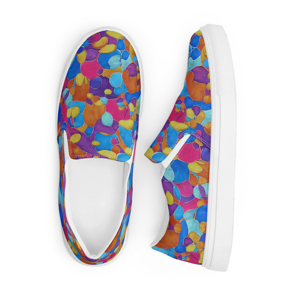 Neon Riverstones on Men's Slip-On Canvas Shoes — Front